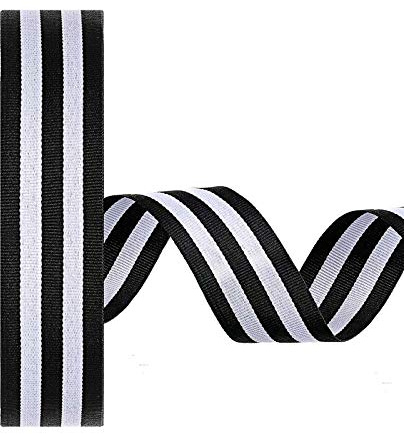 Cinta de rayas de 50 yardas en blanco y negro Cinta de tela Grosgrain a rayas Cinta de embalaje Artesanía a rayas Rollo de cinta a rayas para fiesta de Navidad Adorno (1-1/2 pulgadas)