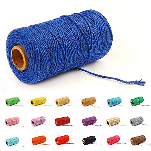 Gbrand 100 Yard / 2mm farbiges Baumwollseil Bastelschnur Strickschnurseil zum Basteln Geschenkverpackung (#19 Dunkelblau)