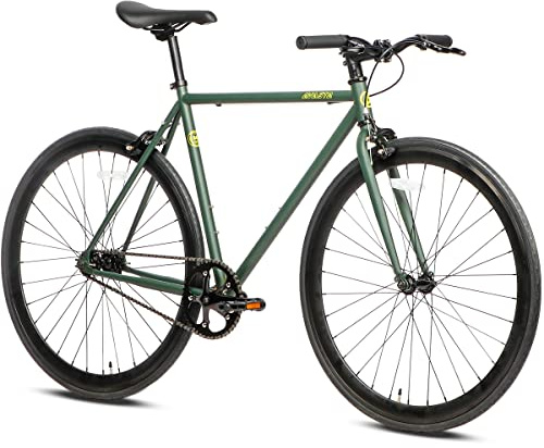 AVASTA Single-Speed Fixed Gear Urban Commuter Bike for Women and Men, Lightweight Unisex Fixie Bike, Flat Handlebar Flip Flop Hub City Road Bicycle, 50 Green