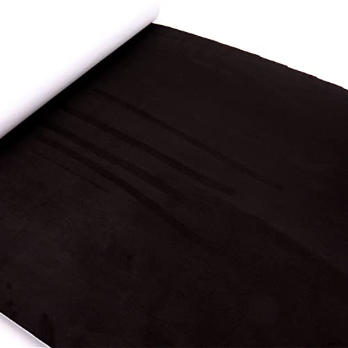 Panngu Wildleder Mikrofaserstoff Geeignet für Auto Folie, Selbstklebende Folie Optik für Autoinnenräume, Dachhimmel Stoff Innenraum, Lenkradbezug - Schwarz 42x145cm