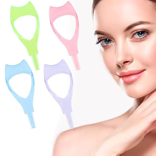 4 Colors Mascara Shield Applicator Guard, 3 In 1 Reusable Eyelash Tool Mascara Shield Applicator Guard Protect Eyelid, Mascara Tool for Upper and Lower Eyelash Applicator, Lash Comb