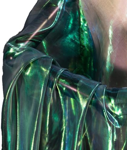 Yurosiay Tessuto in organza glitterato, 100 x 150 cm, trasparente, colorato in organza con gradiente, tessuto iridescente, tessuto decorativo olografico, tessuto in organza, per cucito, verde scuro