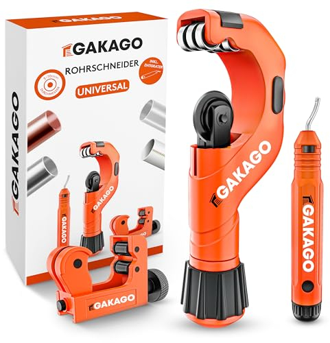 Gakago Rohrschneider Set 3-70mm mit Entgrater - Vielseitiger Rohrabschneider für alle gängigen Metalle wie Edelstahl, Kupfer, Aluminium, Stahl oder Kunststoff (bspw. PVC & PE) auch als Verbundrohr