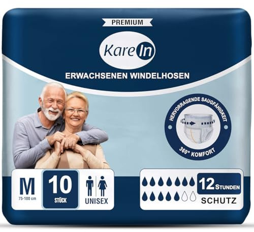 Inkontinenz Pants für Erwachsene - 10 x Saugfähige Windelhosen für Männer und Damen - Diskreter Auslaufschutz und Elastischen Bündchen - Gr. M (75-100 cm)