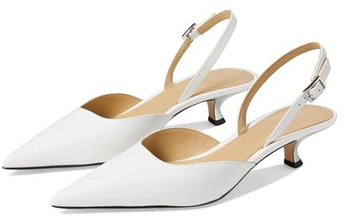 MICHAEL KORS(マイケルコース) Zapatos de tacón Luna Kitten Sling para mujer, blanco (Optical White), 37 EU