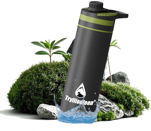 Filtro dell'acqua per esterni, filtro dell'acqua per sopravvivenza all'aperto, filtro dell'acqua per escursioni, bottiglia con filtro dell'acqua da 780 ml (verde)