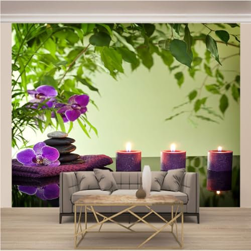 Fototapete 3D Effekt Vlies Tapeten Wandbild Moderne Art Wandtapete Wohnzimmer Schlafzimmer Küche xxl 274 x 254cm(B x H) Orchideen & Zen
