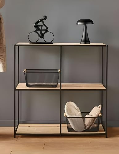 Dekoleidenschaft Regal Modern Living aus Holz & Metall, matt schwarz, 80x80 cm, 3 Böden, Wohnzimmerregal, Bücherregal