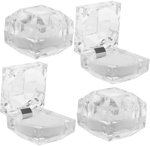 VANZACK Caja de Anillos de Acrílico Blanco para Almacenamiento Ligero y Compacto, Adecuado para Escritorio y Viaje, Pack de 10 Unidades con Diseño Elegante y Embalaje Único