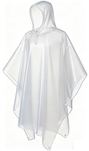 LEEPAT Wasserdicht Regenponcho Damen Herren, Leicht Atmungsaktiv Regencape, wiederverwendbarer Regenmantel Regenschutz Regen Poncho für Wandern und Camping (Durchsichtig)