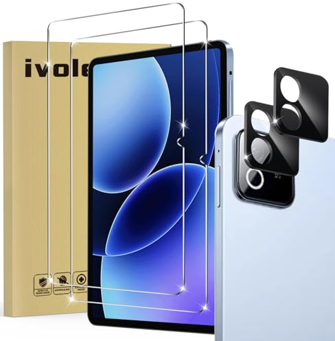 ivoler Pack de 2 Verre Trempé pour Xiaomi Pad 8 / Xiaomi Pad 8 Pro, avec 2 pièces Caméra Arrière Protecteur, Film de Protection d’écran - Anti Rayures - Sans Bulles - Dureté 9H Glass