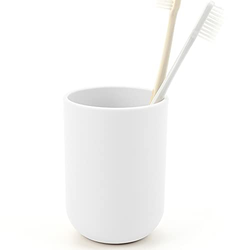 Tumbler Toothbrush Holder Plastic Cups Bathroom Tidy Razor Holder Toothpaste Holder Small Makeup Brush Holder Small Bathroom Cup Travel Camping Portable Reusable Storage Cups 350ml (White)