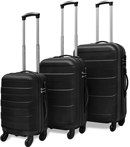 vidaXL 3X Reisekoffer Schwarz Trolley Kofferset Hartschalenkoffer Reise Koffer