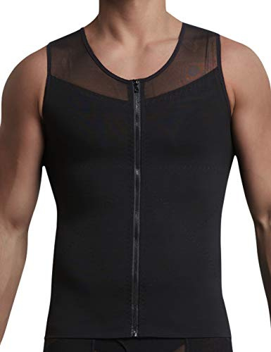 GSKS - Camisas de compresión para hombre, moldeadoras de cuerpo, adelgazantes, con cremallera