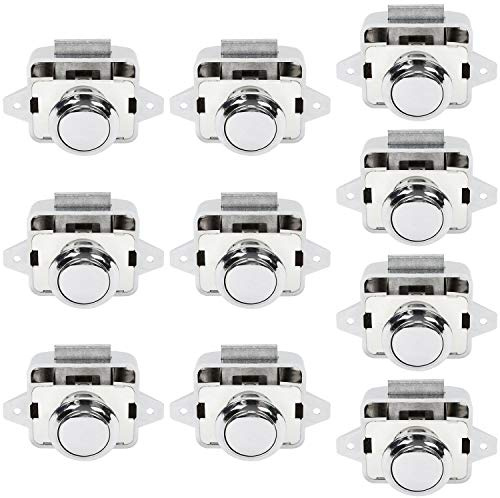 OCGIG 10 PCS Push Button Latch Cabinet Door Catch Keyless Cupboard Locks