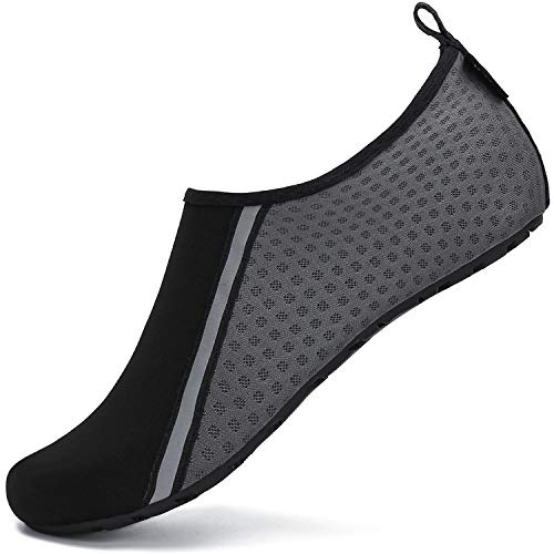 SAGUARO Badeschuhe Damen Wasserschuhe Herren Schwimmschuhe Leicht rutschfest Strandschuhe Sommer Schnell Trocknend Aquaschuhe, Grau 44/45EU