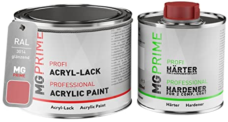 RAL 3014 Vieux rose/Antique pink Peinture acrylique brillante Pot de 0,75 litre / 750 ml, y compris le durcisseur