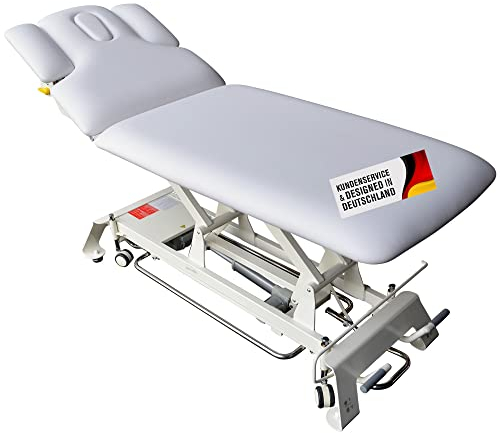 Promafit® Elektrische Massageliege Houston – VERGLEICHSSIEGER* – inkl. 3-teiliges Kopfteil, Armablagen & Papierrollenhalter – Ideal für Kosmetik & Therapie (höhenverstellbare 2-Zonen-Liege)