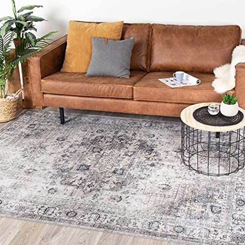 FRAAI | Home & Living Teppich Vintage - Lago Grau - Baumwolle, Polyester - Flachgewebe - Vintage - Orientalisch - Wohnzimmer, Esszimmer, Schlafzimmer - Carpet