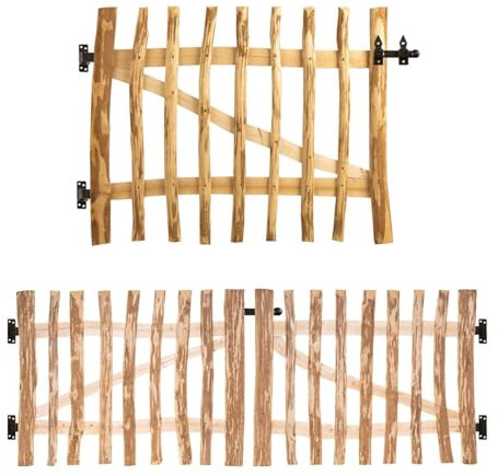 Set per cancello da giardino, nocciolo, 120 misure, 80-300 cm di larghezza, 80-150 cm di altezza, distanza tra i listelli di 3-5 o 7-9 cm, larghezza: 200 cm, altezza: 140 cm, 7-9 cm