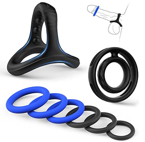 8 Stück Penisring - Cock Penis Ring für Paare Sex mit Hodenringe Dual Cockring Extrem Silikon Dehnbarer Dreieckiger Cockringe Penisringe Sex Spielzeug für die Männer Pleasure Sextoysets Mann
