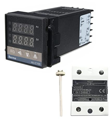 Digital Temperaturregler REX-C100, 0 ℃ ~ 1300 ℃ Alarm PID Temperaturregler Kits Digital Intelligente Thermostat Relais Ausgang mit K-Typ (A)