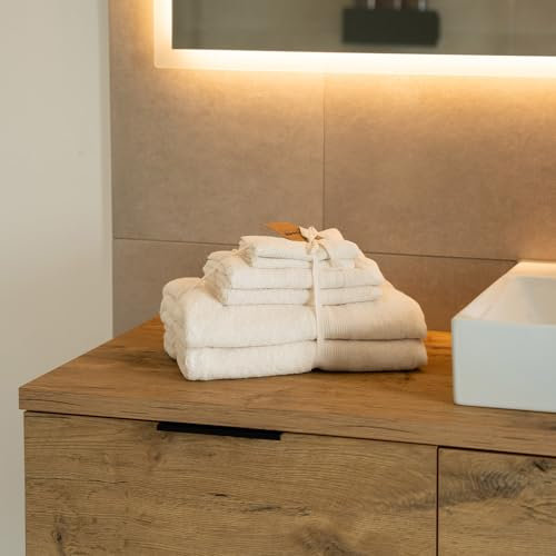 Home Deluxe - Handtuch Set - 6 TLG. Cuddle - Beige - Material: 100% Baumwolle I Handtuch Badetuch Duschtuch Set Handtuchset