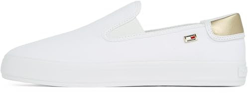 Tommy Hilfiger Damen Vulcanized Sneaker Canvas Slip-On zum Reinschlüpfen, Weiß (White), 39