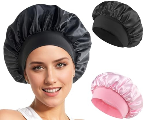 Loomify Bonnet Satin Cheveux Nuit, Lot de 2 Bonnet en Soie pour Dormir