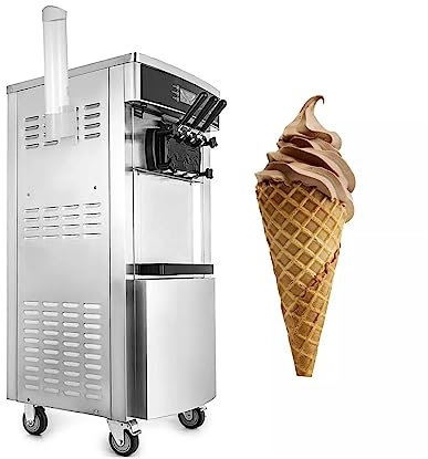 SmPinnaA Macchina per Gelato Soft da 20-28 L/H, per Servire Yogurt, Frigorifero A 3 Gusti, per Produrre Gelato Elettrico Commerciale, 2200 W.
