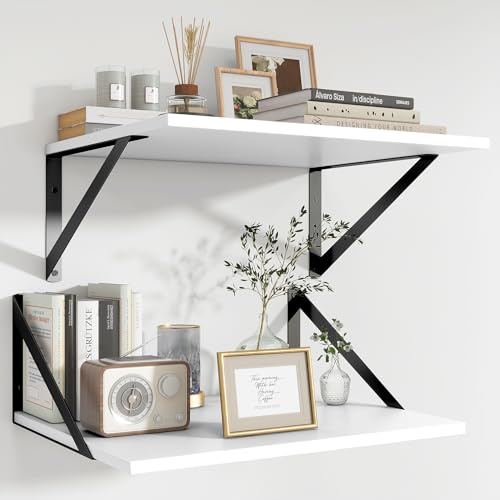 Feihorrm Estantería Flotante de Blanco, estantes de Pared de 40 cm, estantes de Pared de 30 cm de Profundidad, Juego de 2, estantería de Madera de aglomerado, estantería para salón, Cocina, baño