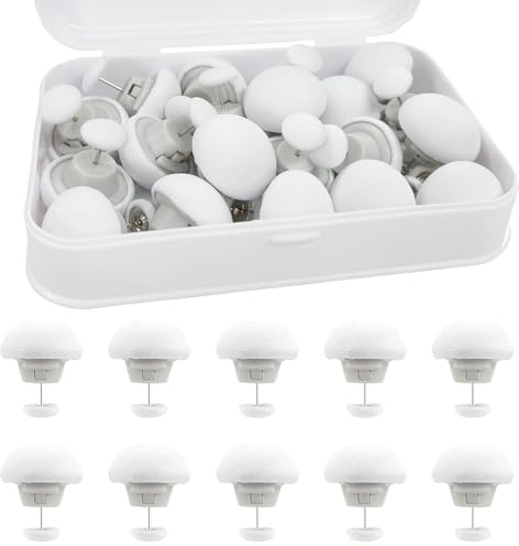 iCovalescent Pack of 20 Quilt Fastening Clips, Round Mushroom Fixer Clip with Button, Quilt Fixer Duvet Cover Clips, Non-Slip Bed Sheet Clips, for Bed Sheet Quilt (White, with Box)