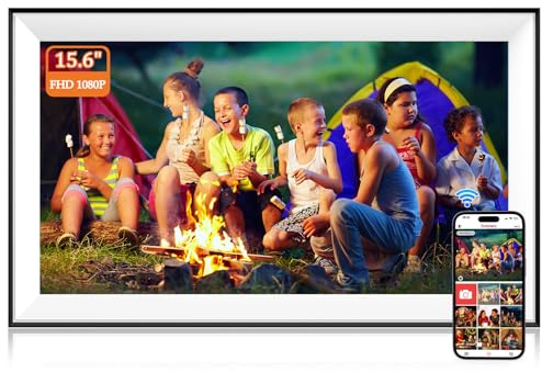 Hesmor 15.6 Inch Digital Photo Frame WiFi, Frameo App Sharing, 1920x1080 FHD IPS Touchscreen, 32GB, Auto Rotate Photo Frame