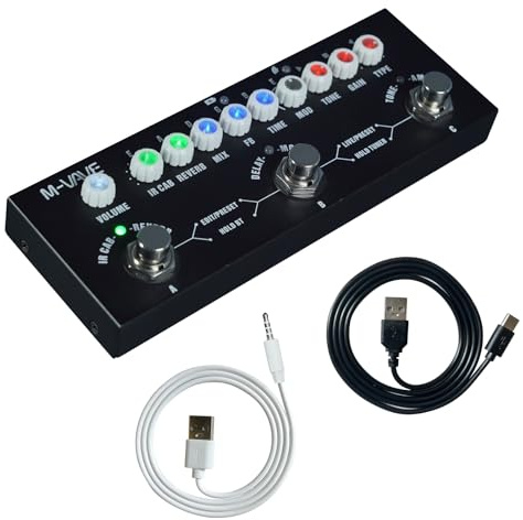 M-VAVE Pedal de guitarra multiefectos, pedal de guitarra reverberación, retardo, coro, faser, con carga IR, modelos de 9 amperios, pedal de efecto de reverberación CUBE-BABY, compatible con grabación