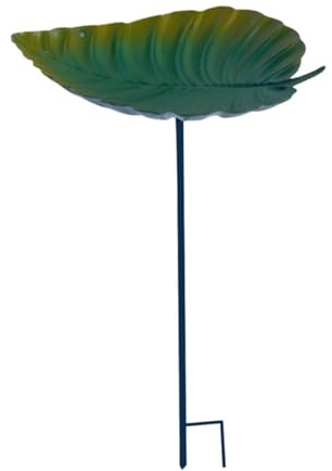 JISADER Baño de pájaros de Metal de jardín, baño de alimentación de Aves, tazón de comederos de pájaros de Metal Resistente a la Intemperie con estaca, baños