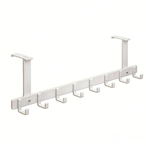 HOTTISELL Appendiabiti da porta Regolabile,8 ganci,salvaspazio,da appendere,estremamente resistente - appendini da porta, ganci appendiabiti da porta, appendi abiti per porte (bianco, 12cm)