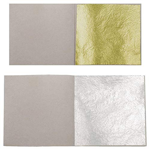 30 blad äkta bladguld 3,8 cm x 3,8 cm 23 karat äkta guld + 30 blad äkta bladsilver 5 cm x 5 cm