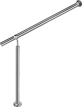 Froadp 120x90cm Acciaio Inox Corrimano, Ringhiera Scala con Anello a Sfera, Passamano per Interni o Esterni Inclinazione e Altezza Regolabile, Parapetti Scale Pavimento Montaggio, Argento