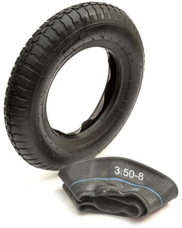 PetrolScooter 14 Heavy Duty Butyl Wheelbarrow Pneumatic 3.50-8 Tyre With Inner Tube 350-8 4 Ply Straight Schrader Valve