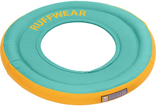 RUFFWEAR, Hydro Plane Dog Flying Disc, Soft Buoyant Foam Floating Fetch Toy, Lightweight Interactive Water & Snow Toy, Gentle on Teeth, Durable Year-Round Play, Aurora Teal, 9 (23 cm), Medium