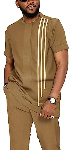 T-Shirt imprimé en 3D Dashiki Africain + Ensemble Pantalon survêtement d’été pour Hommes Costume Traditionnel Africain Dashiki Ensemble Deux pièces