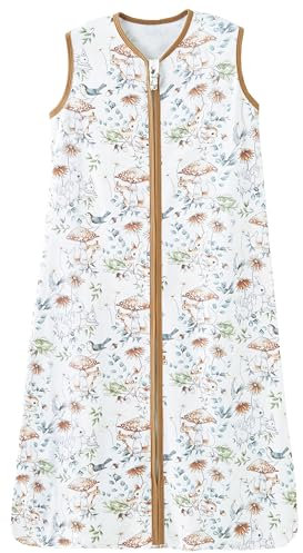 Chilsuessy Gigoteuse d'été pour bébé Sac de couchage Petits enfants Pyjama sans manches pour l'été et le printemps 100% coton, Forêt enchantée, 130/Hauteur bébé 130-150cm