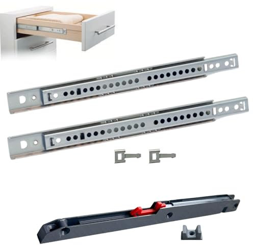 Par de guías deslizantes de bolas H27 mm – Fijación rápida mediante clip Arpòn – Carga 15 kg cajón extracción parcial (300 mm)