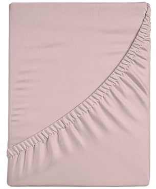 Lenzuolo Sotto Con Angoli Per Letto Matrimoniale, Lenzuolo Sotto Con Angoli Tinta Unita, Elasticizzato sui 4 Lati, 100% Jersey di Cotone, 170/180x190/200 cm, Rosa
