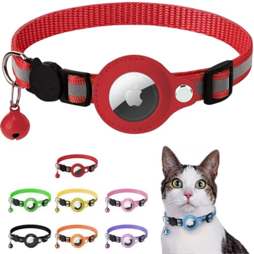 Bubble Cat - Bubble Cat-halsband för Airtag - Apple Airtag-kompatibelt tillbehör, anti-kvävningssäkerhet för katter och valpar, GPS ingår ej! (röd)