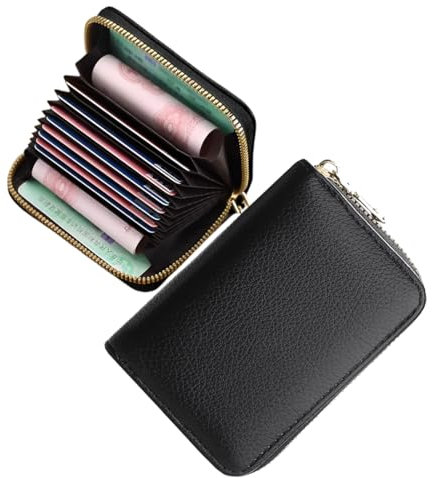 OQKAHIV 1 Pcs Porta carte di credito in pelle con blocco RFID, Porta Carte Credito, Porta Tessere Uomo, Cerniera Portafoglio Carta Di Credito, per carte di credito e banconote, con chiusura a zip