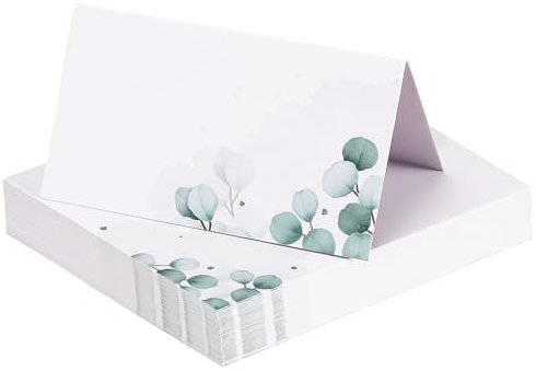 Arcjunys Table Name Cards - Double Sided Wedding Place Cards with Leaves Pattern - 50Pcs