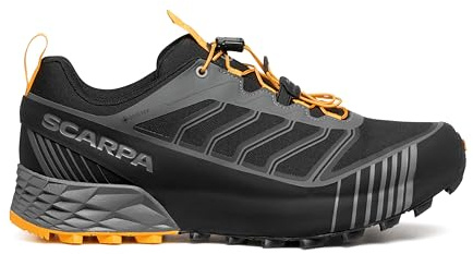 SCARPA Men's Ribelle Run 2 GTX Waterproof Gore-Tex Trail Running Shoes - Lightweight, Performance Trail Runners - Dark Gray/Saffron - 9-9.5