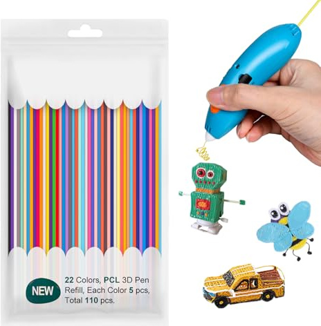 110 PCS Filamenti Penna 3D, Filamenti Penna 3D Bambini da 2.5 mm, 22 Colori, Fili per Penna 3D Colorati per La Maggior Parte Delle Penne e Stampanti 3D
