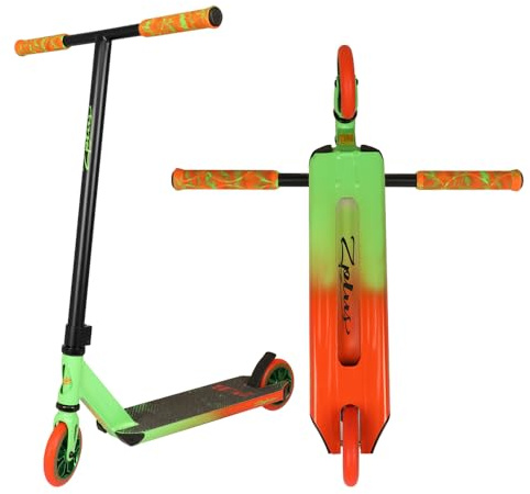 Zplus Pro Scooter - Stunt Trick Beginner to Advanced Freestyle Street Pro Scooter for Kids Ages 8 and Up, Teens and Adults(Green/Orange)